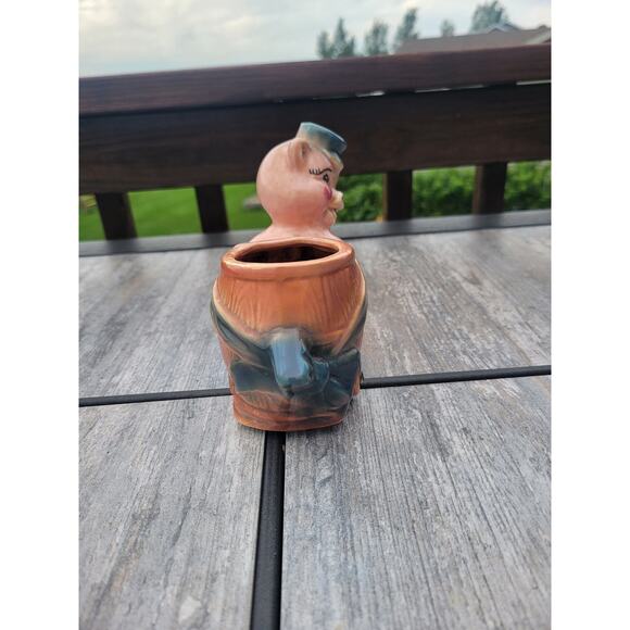 Vintage Pig & Barrel Succulent Planter, Ceramic Pottery - Picture 4 of 6